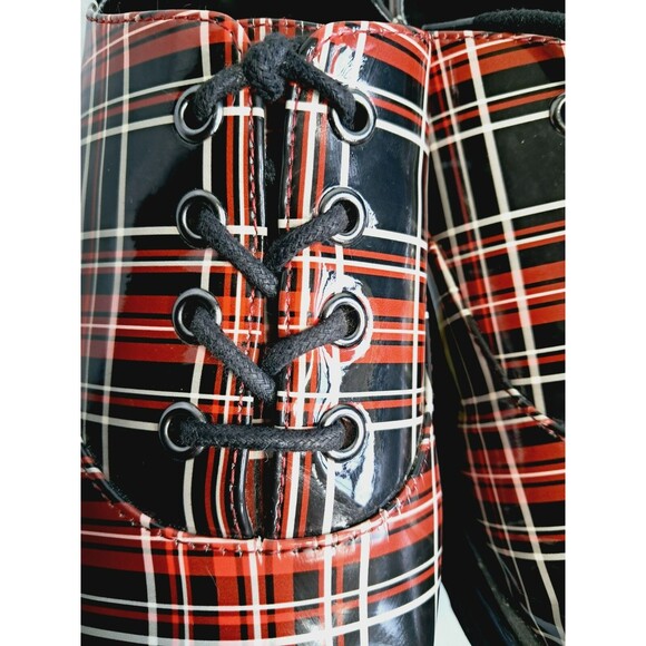 Jessica Simpson Sayze Red Plaid Patent Leather Platform Oxford Size 8 - Picture 7 of 13